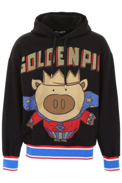 Dolce & Gabbana - Golden Pig Cotton Jersey Hooded Sweatshirt