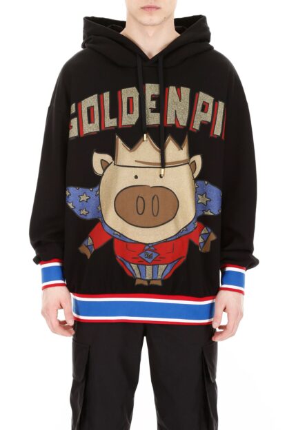 Dolce & Gabbana - Golden Pig Cotton Jersey Hooded Sweatshirt