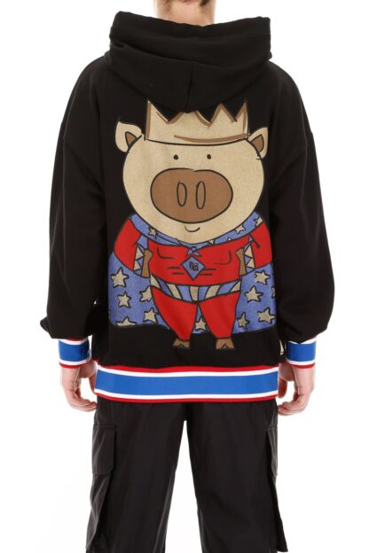 Dolce & Gabbana - Golden Pig Cotton Jersey Hooded Sweatshirt