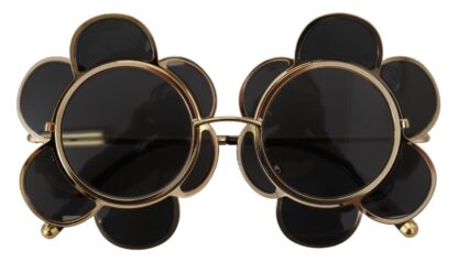 Dolce & Gabbana - Chic Floral-Formed Black and Gold Sunglasses