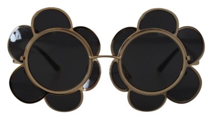 Dolce & Gabbana - Chic Floral-Formed Black and Gold Sunglasses