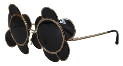 Dolce & Gabbana - Chic Floral-Formed Black and Gold Sunglasses