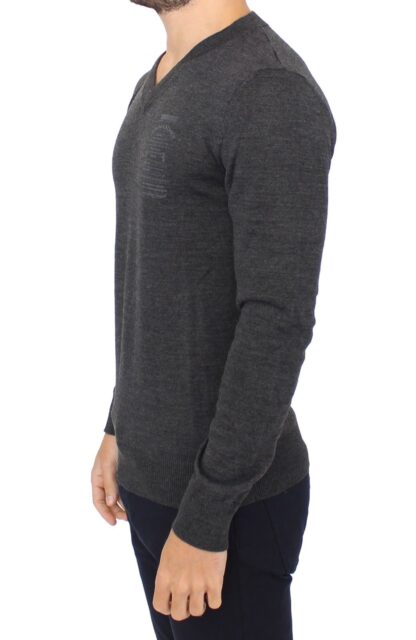 Ermanno Scervino - Chic Gray V-Neck Wool Blend Pullover Sweater