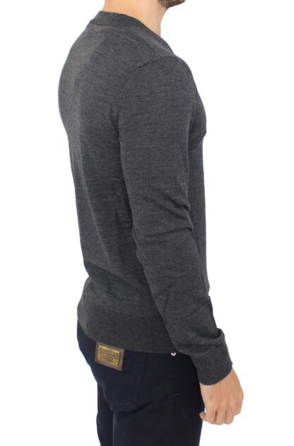 Ermanno Scervino - Chic Gray V-Neck Wool Blend Pullover Sweater