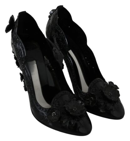 Dolce & Gabbana - Black Floral Crystal CINDERELLA Women's Shoes