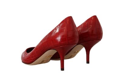 Dolce & Gabbana - Red Leather Kitten Heels Pumps Women's Shoes