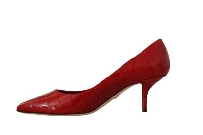 Dolce & Gabbana - Red Leather Kitten Heels Pumps Women's Shoes