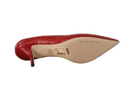 Dolce & Gabbana - Red Leather Kitten Heels Pumps Women's Shoes