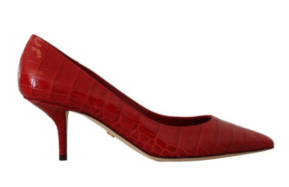 Dolce & Gabbana - Red Leather Kitten Heels Pumps Women's Shoes