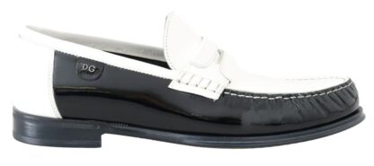 Dolce & Gabbana - Black White Leather Men's Loafers