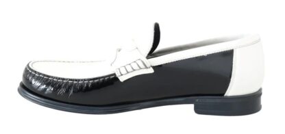 Dolce & Gabbana - Black White Leather Men's Loafers