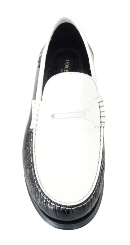 Dolce & Gabbana - Black White Leather Men's Loafers