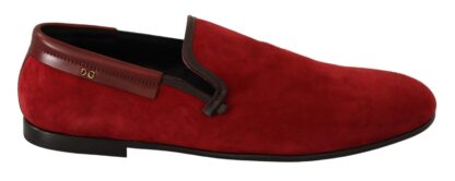 Dolce & Gabbana - Red Suede Leather Slip On Loafers Men's Shoes