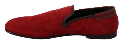 Dolce & Gabbana - Red Suede Leather Slip On Loafers Men's Shoes