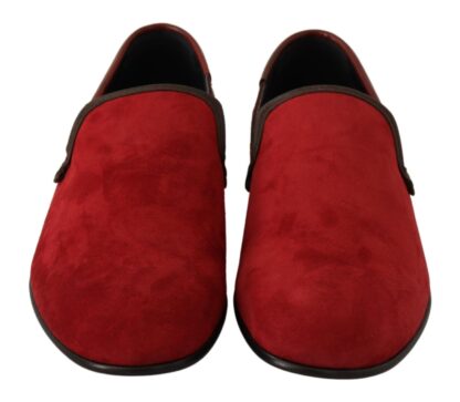 Dolce & Gabbana - Red Suede Leather Slip On Loafers Men's Shoes