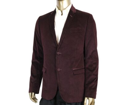 Gucci - Men's 2 Buttons Wine Printed Cotton Elastane Stretch Jacket