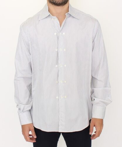 Ermanno Scervino - Elegant White and Gray Striped Cotton Shirt