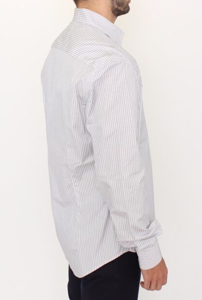 Ermanno Scervino - Elegant White and Gray Striped Cotton Shirt