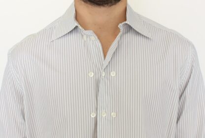 Ermanno Scervino - Elegant White and Gray Striped Cotton Shirt