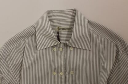 Ermanno Scervino - Elegant White and Gray Striped Cotton Shirt