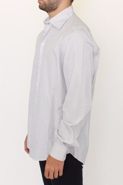 Ermanno Scervino - Elegant White and Gray Striped Cotton Shirt