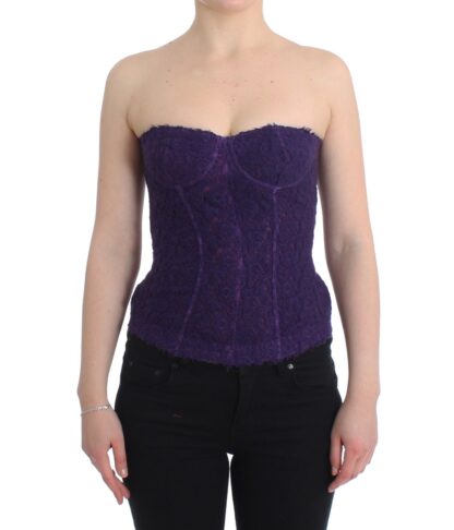 Ermanno Scervino - Purple Lace Silk Blend Bustier Corset