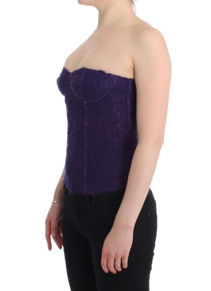 Ermanno Scervino - Purple Lace Silk Blend Bustier Corset