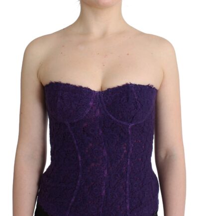 Ermanno Scervino - Purple Lace Silk Blend Bustier Corset