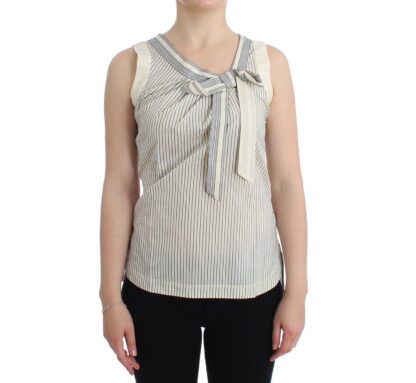 Ermanno Scervino - Chic Striped Cotton-Silk Bow Top