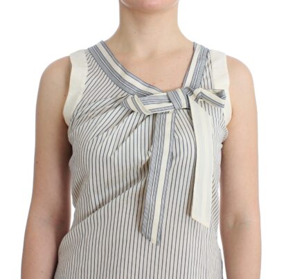 Ermanno Scervino - Chic Striped Cotton-Silk Bow Top