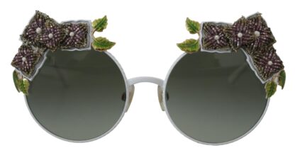 Dolce & Gabbana - Elegant Floral Embellished Gold Sunglasses