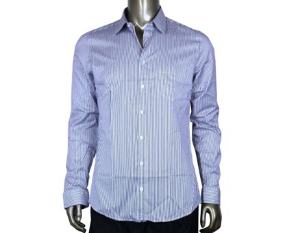 Gucci - Gucci Men's Stripped Slim Navy / White Cotton Dress Shirt