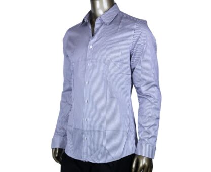 Gucci - Gucci Men's Stripped Slim Navy / White Cotton Dress Shirt