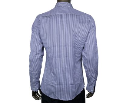 Gucci - Gucci Men's Stripped Slim Navy / White Cotton Dress Shirt