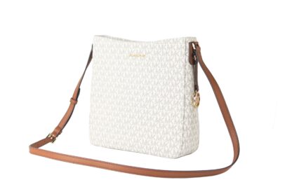 Michael Kors - Signature Jet Set Large Signature Messenger Crossbody Bag (Vanilla Signature/Brown)