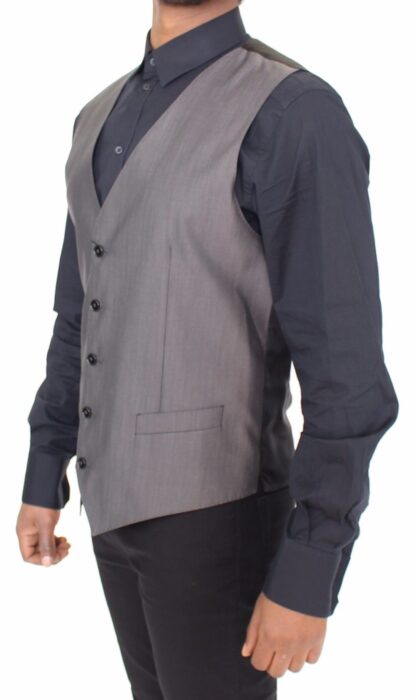 Dolce & Gabbana - Elegant Gray Wool Silk Blend Dress Vest