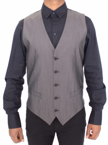 Dolce & Gabbana - Elegant Gray Wool Silk Blend Dress Vest