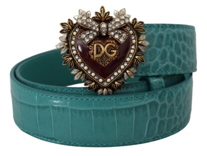 Dolce & Gabbana - Elegant Blue Leather Belt with Gold Buckle