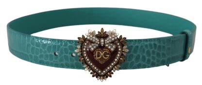 Dolce & Gabbana - Elegant Blue Leather Belt with Gold Buckle