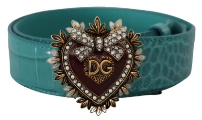 Dolce & Gabbana - Elegant Blue Leather Belt with Gold Buckle