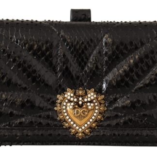 Dolce & Gabbana - Sleek Black Leather Coin Wallet with Unique Print