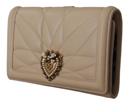 Dolce & Gabbana - Elegant Beige Leather iPhone Wallet Case