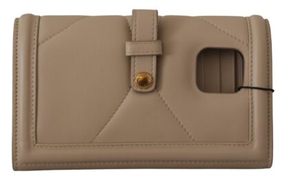 Dolce & Gabbana - Elegant Beige Leather iPhone Wallet Case