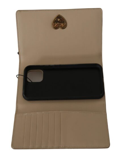 Dolce & Gabbana - Elegant Beige Leather iPhone Wallet Case