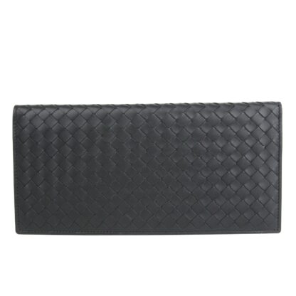 Bottega Veneta - Bottega Veneta Unisex Intercciaco Woven Black Leather Long wallet