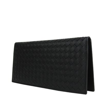 Bottega Veneta - Bottega Veneta Unisex Intercciaco Woven Black Leather Long wallet