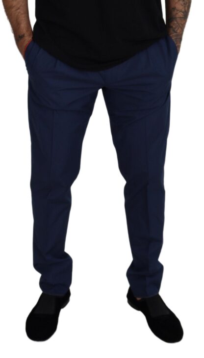 Dolce & Gabbana - Elegant Slim Fit Chinos in Blue Silk Blend