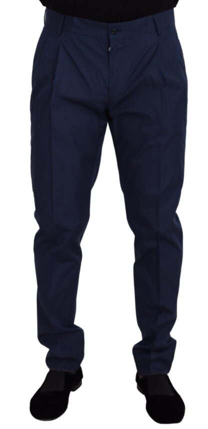 Dolce & Gabbana - Elegant Slim Fit Chinos in Blue Silk Blend