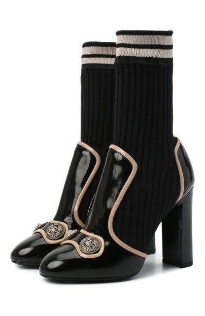 Dolce & Gabbana - Chic Calfskin Vally Ankle Boots with Metal Logo