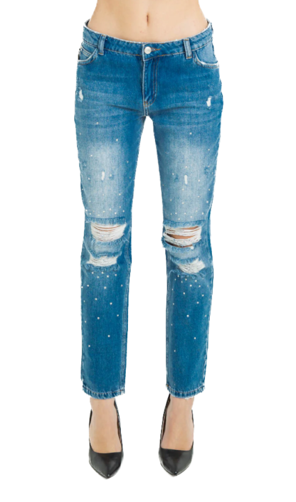 Imperfect - Chic Distressed Straight Leg Jeans